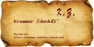 Kremmer Zdenkó névjegykártya